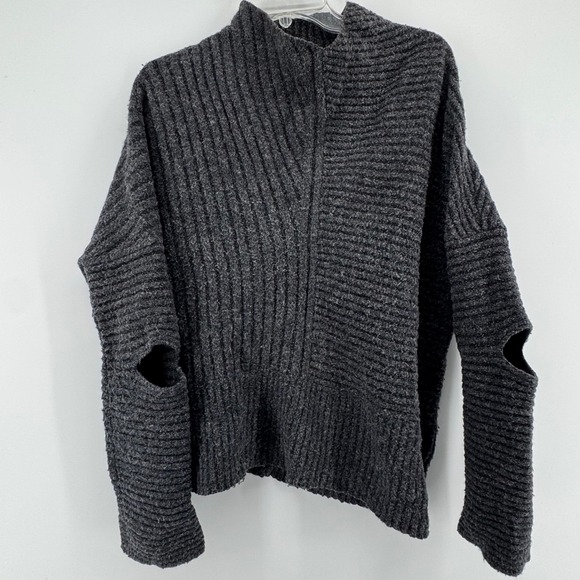 ALLSAINTS Terra Jumper Sweater Mock Neck Cutout Sleeve Grey Wool‎ Blend Small - Picture 2 of 9